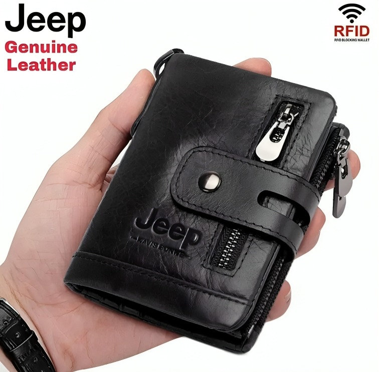 100% Original Leather Money Bag - Black